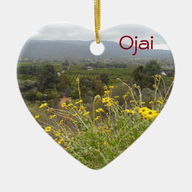 Ojai, California Ceramic Tree Decoration (Front)
