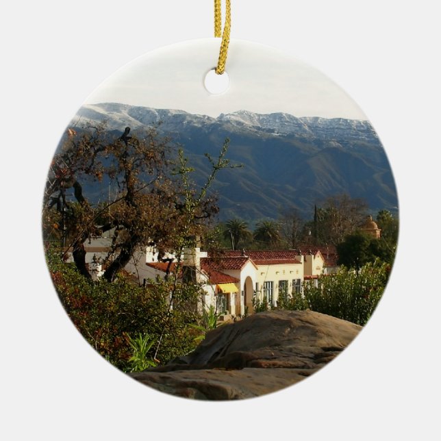 Ojai With Snow Ceramic Tree Decoration (Front)