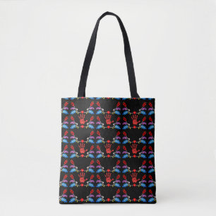 Ojibwe Floral Motif MMIW Black Tote Bag