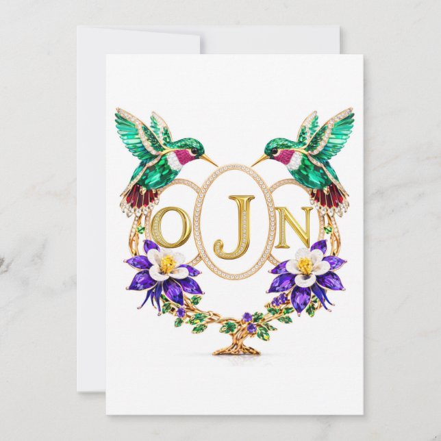 OJN Hummingbird Wedding Any Letters Custom CO Invitation (Front)