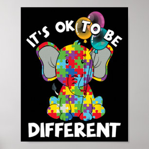 Ok Be Different Autistic Elephant Bylloons Autism  Poster