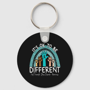 Ok Be Different Rainbow Teal Ribbon Warrior Ptsd A Key Ring