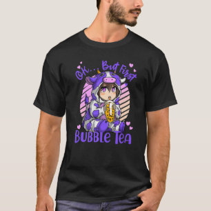 Ok But First Bubble Tea Boba Tea Cow Blue Kid T-Shirt