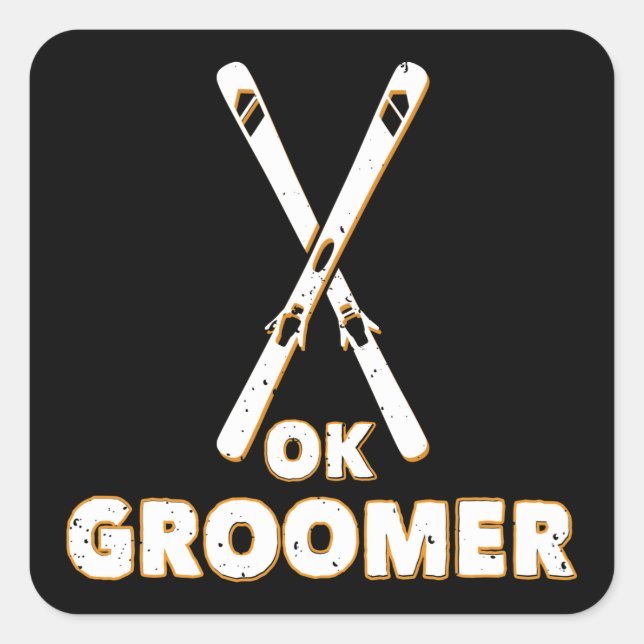 Ok Groomer Skis Square Sticker (Front)