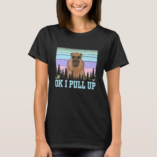 Ok I Pull Up  Capybara Glasses Dank Meme T-Shirt (Front)
