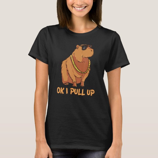 Ok I Pull Up  Capybara Glasses Dank Meme T-Shirt (Front)