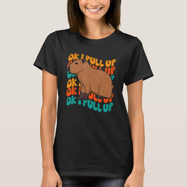 Ok I Pull Up Capybara  Meme Retro Groovy Hippie T-Shirt (Front)
