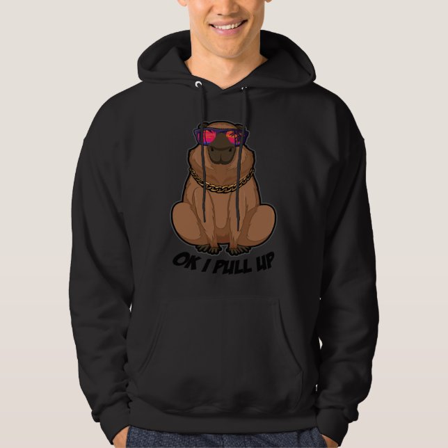 Ok I Pull Up  Capybara Sunglasses Beach Capibara H Hoodie (Front)