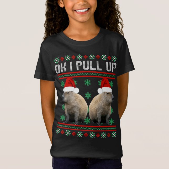 Ok I Pull Up Capybara Ugly Christmas Sweater Meme (Front)