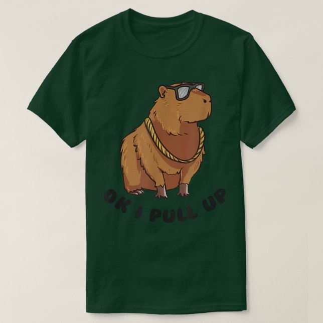 Ok I Pull Up Funny Capybara Glasses Dank Meme  T-Shirt (Design Front)