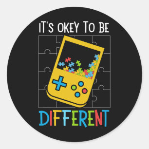 Ok To Be Different Video Game Controller Autism 1  Classic Round Sticker