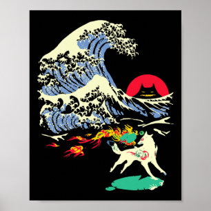 Okami Amaterasu Sun God Wolf The Great Wave Video  Poster