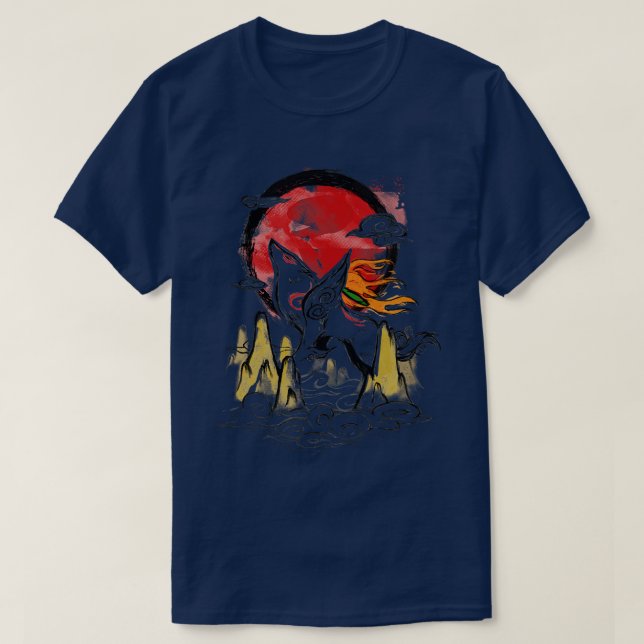 Okami Japanese Ink Beautiful Spirit Wolf Video Gam T-Shirt (Design Front)