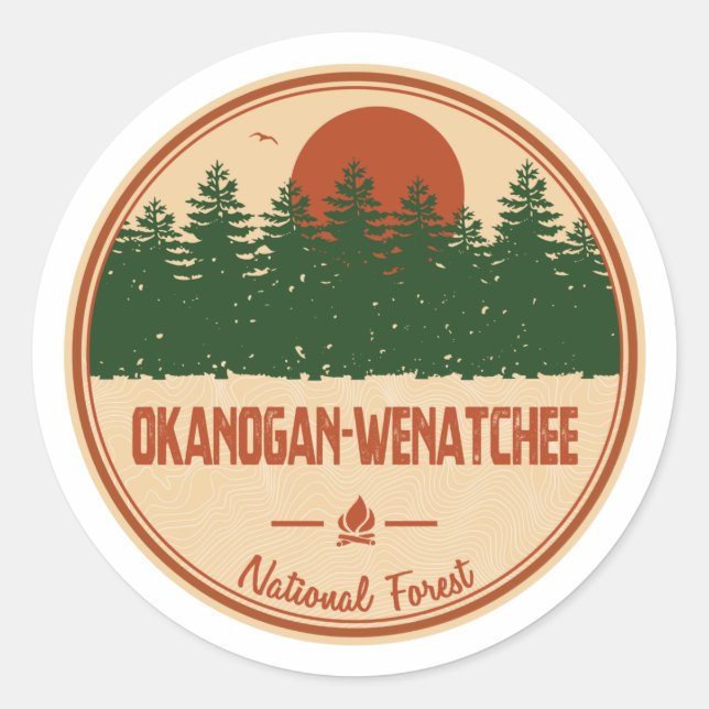 Okanogan-Wenatchee National Forest Classic Round Sticker (Front)