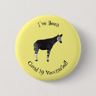 Okapi cartoon illustration 6 cm round badge