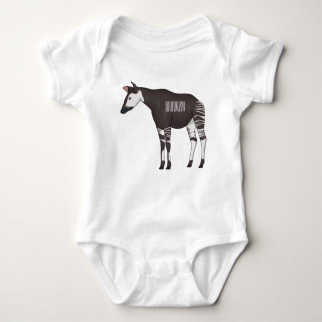 Okapi cartoon illustration  baby bodysuit (Front)