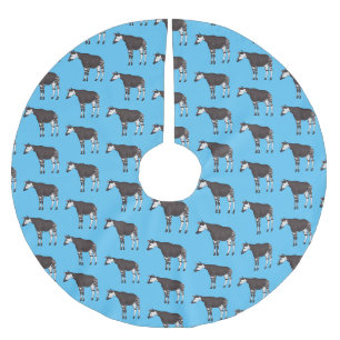 Okapi cartoon illustration brushed polyester tree skirt