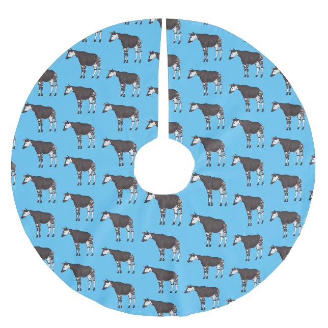 Okapi cartoon illustration  brushed polyester tree skirt (Front)