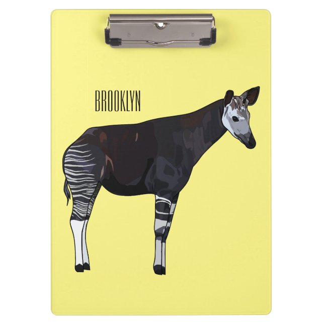 Okapi cartoon illustration clipboard (Front)