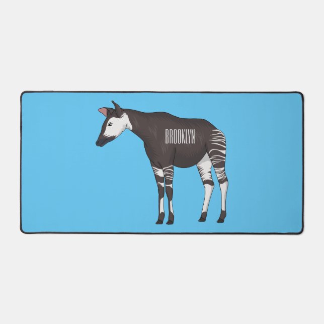 Okapi cartoon illustration  desk mat (Front)