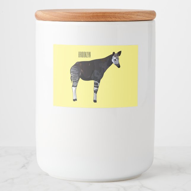 Okapi cartoon illustration food label (Front)