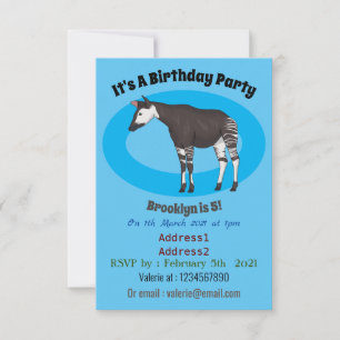 Okapi cartoon illustration invitation