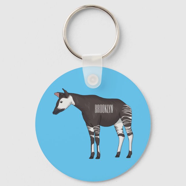 Okapi cartoon illustration  key ring (Front)