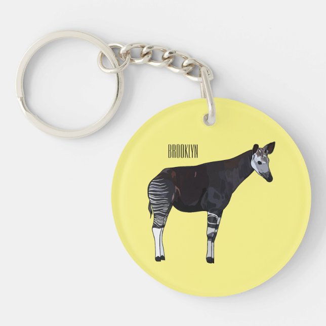 Okapi cartoon illustration key ring (Front)
