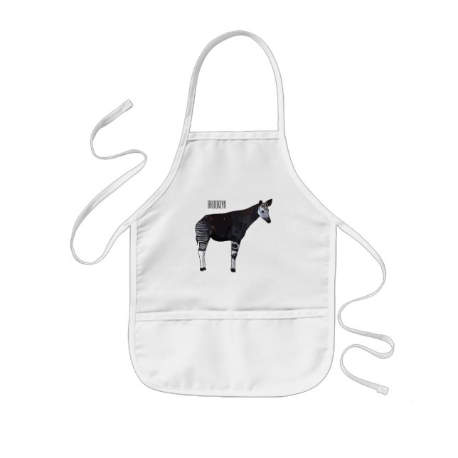 Okapi cartoon illustration kids apron (Front)