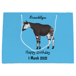 Okapi cartoon illustration large gift bag