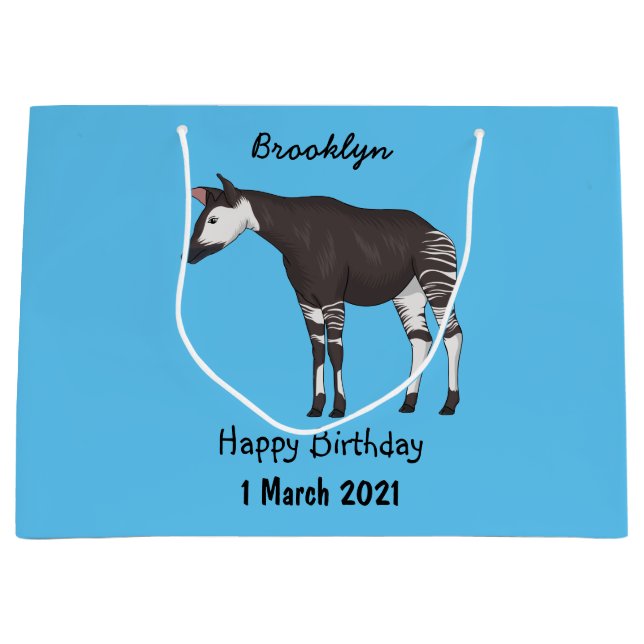 Okapi cartoon illustration  large gift bag (Front)