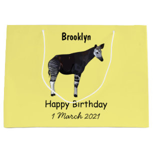 Okapi cartoon illustration large gift bag