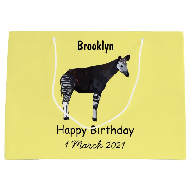 Okapi cartoon illustration large gift bag (Front)