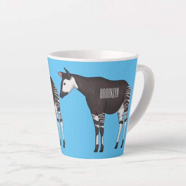 Okapi cartoon illustration  latte mug (Right Angle)