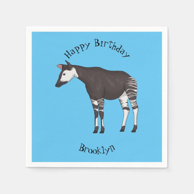 Okapi cartoon illustration  napkin (Front)