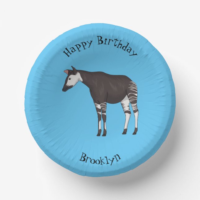 Okapi cartoon illustration  paper plate (Front)