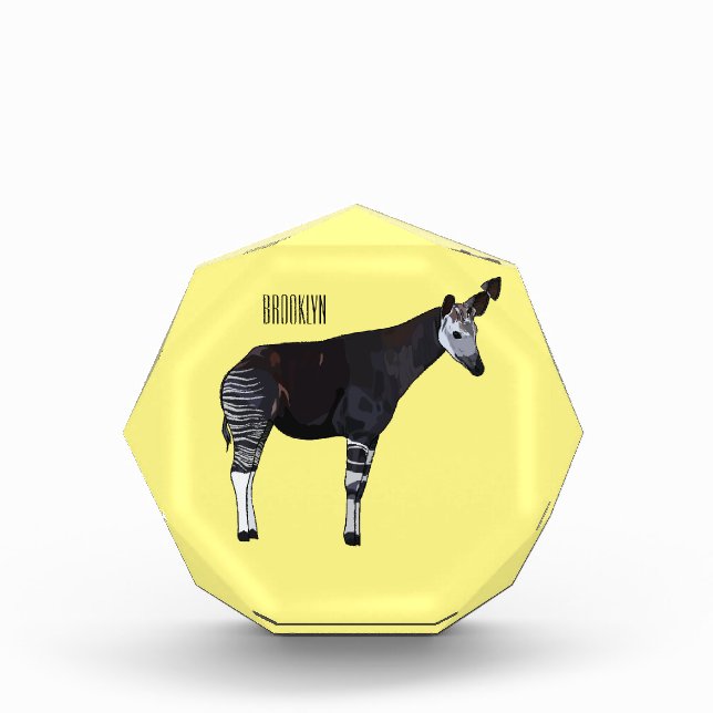Okapi cartoon illustration photo block (Front)