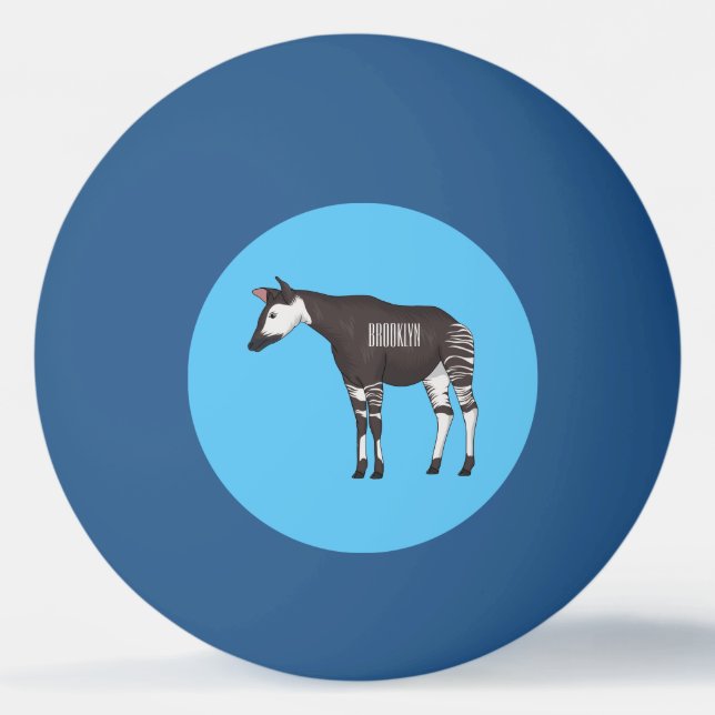 Okapi cartoon illustration  ping pong ball (Front)