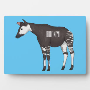 Okapi cartoon illustration plaque