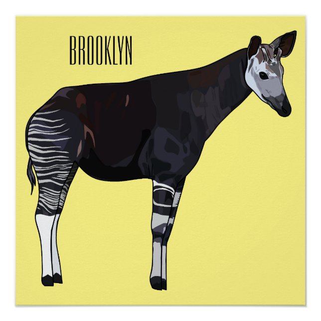 Okapi cartoon illustration poster (Front)