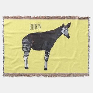 Okapi cartoon illustration throw blanket