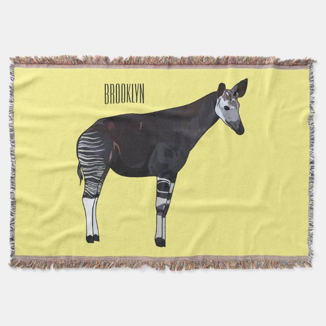 Okapi cartoon illustration throw blanket (Front)