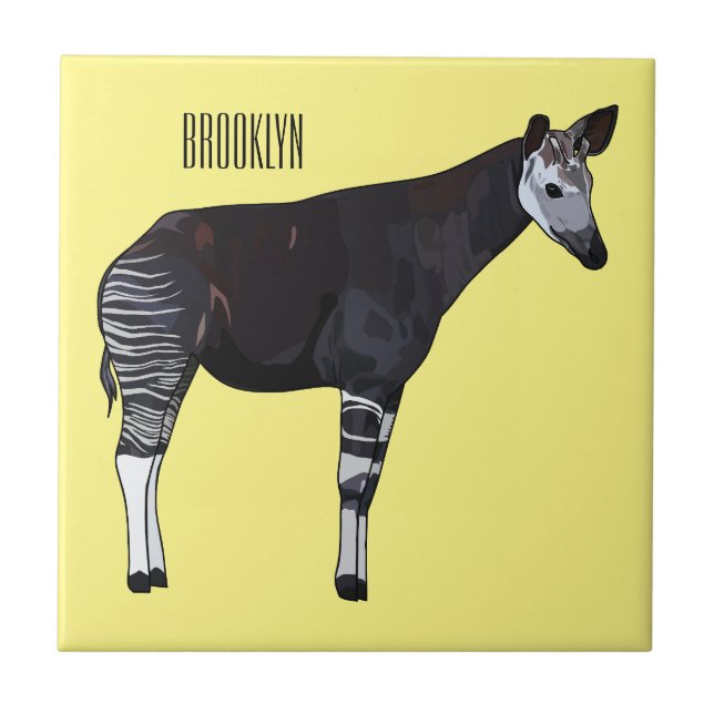 Okapi cartoon illustration tile (Front)