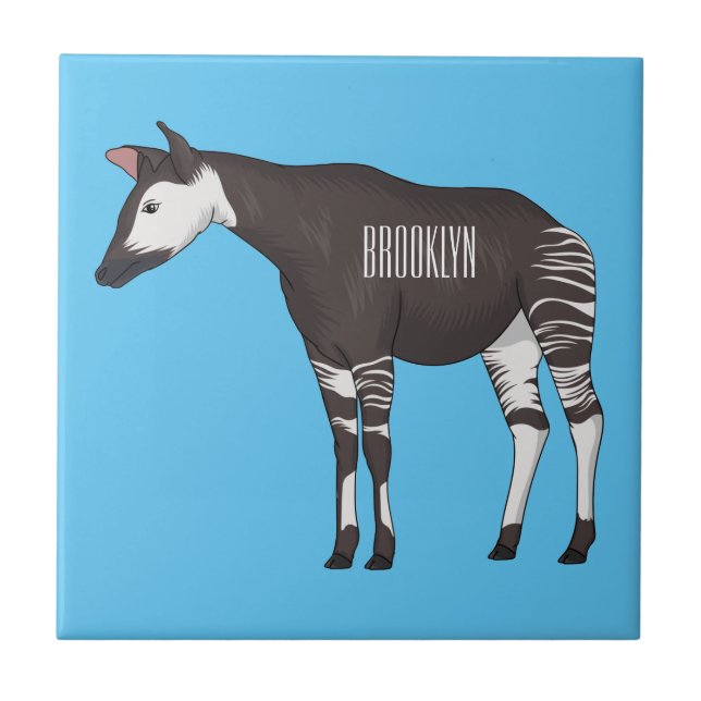 Okapi cartoon illustration  tile (Front)