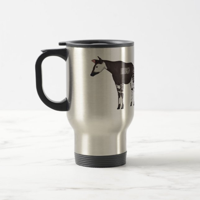 Okapi cartoon illustration  travel mug (Left)