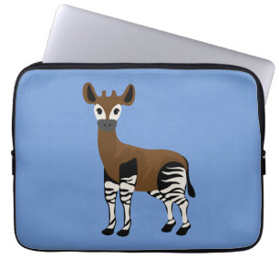 Okapi Cartoon, Majestic Okapi Animal, Okapi Lovers Laptop Sleeve