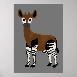 Okapi Cartoon, Majestic Okapi Animal, Okapi Lovers Poster