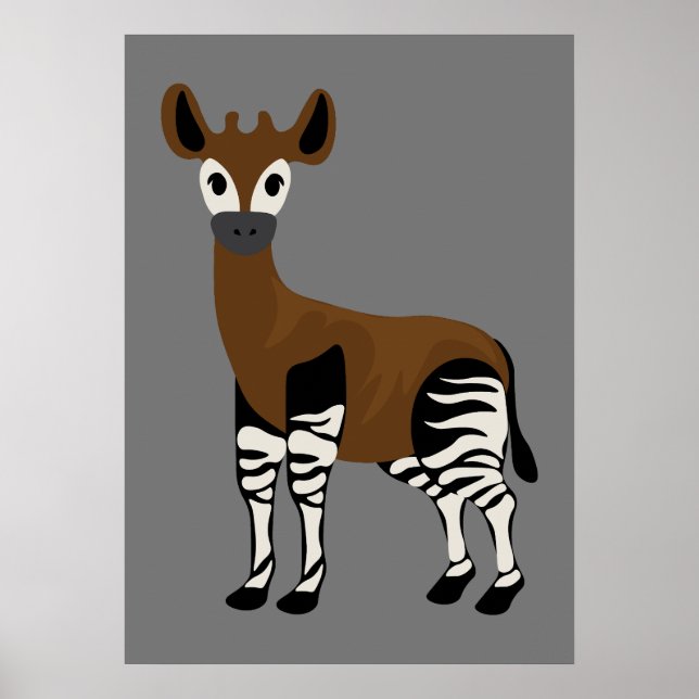Okapi Cartoon, Majestic Okapi Animal, Okapi Lovers Poster (Front)