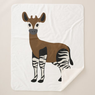 Okapi Cartoon, Majestic Okapi Animal, Okapi Lovers Sherpa Blanket