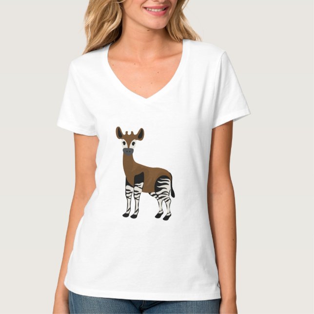 Okapi Cartoon, Majestic Okapi Animal, Okapi Lovers T-Shirt (Front)